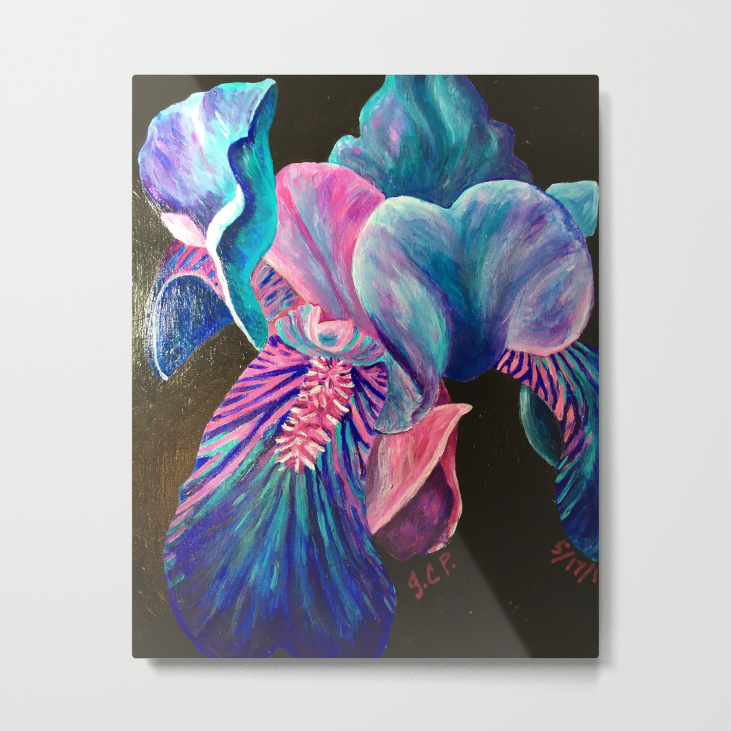 Teal Bearded Iris Flower Metal Print By Artbyjcp Society6