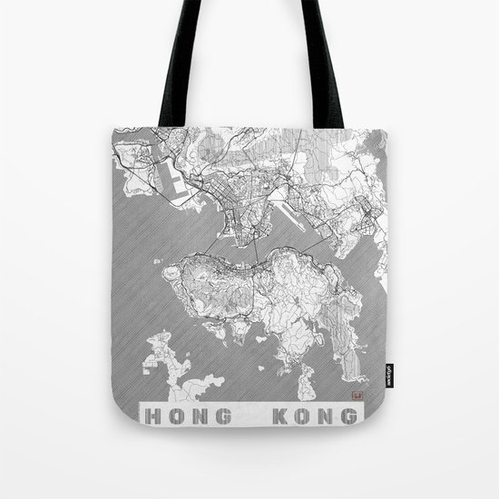 Hong Kong Map Line Tote Bag