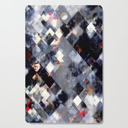 geometric pixel square pattern abstract background in blue red black and white Cutting Board