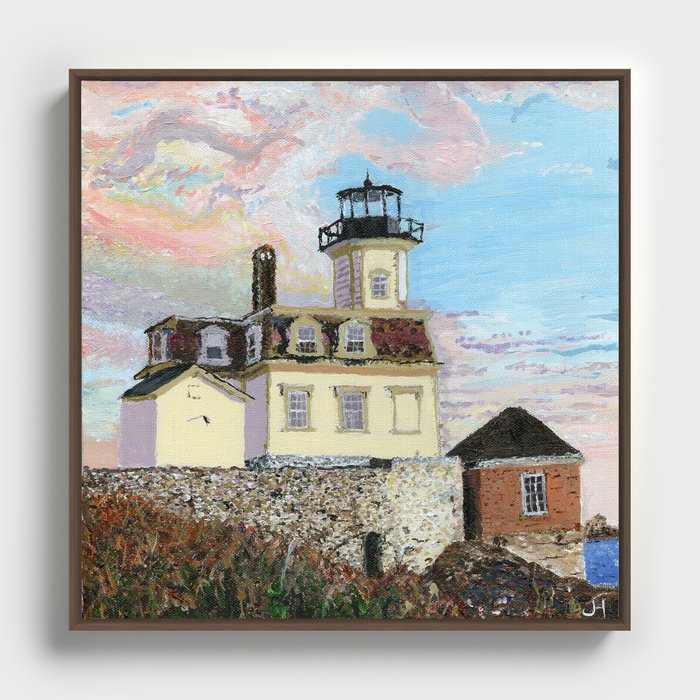 Rose Island Lighthouse Framed Canvas