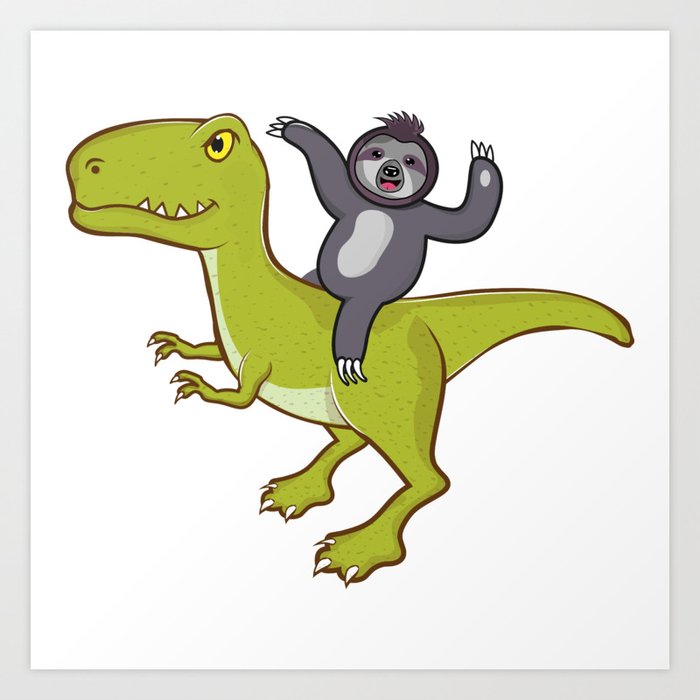 sloth riding t rex