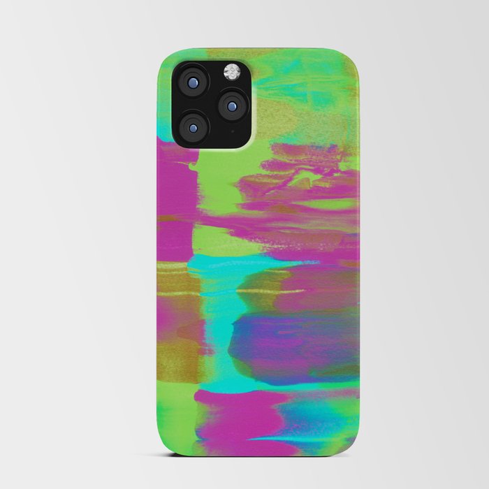 Neon Paint Smear with Magenta, Teal, Lime and Gold iPhone Card Case