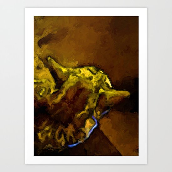 Back of a Gold Cat's Head with some Brown Art Print