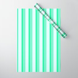 [ Thumbnail: Green & Light Cyan Colored Lines Pattern Wrapping Paper ]