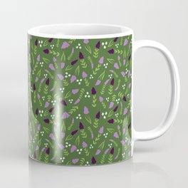 Allover Print of Lilacs with Sage & White on a Green Background Coffee Mug