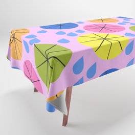 Mid-Century Modern Spring Rainy Day Umbrellas Pink Tablecloth