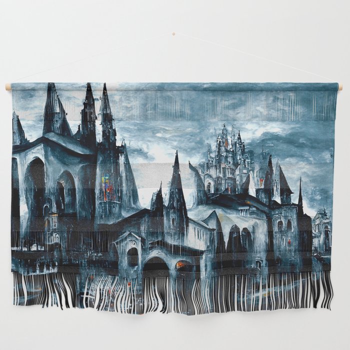 Medieval town in a Dark Fantasy world Wall Hanging