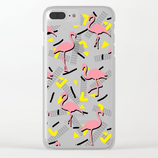 Flamingos Memphis #society6 #decor #buyart Clear iPhone Case