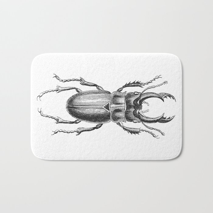 Vintage Beetle black and white Bath Mat