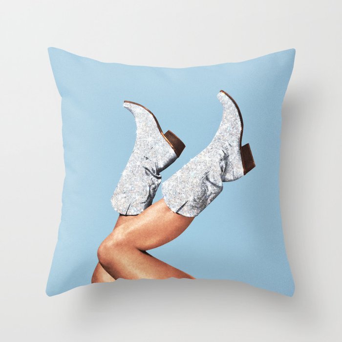 These Boots - Glitter Blue Throw Pillow