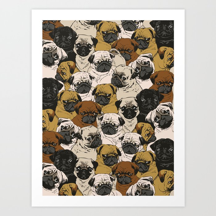 Social Pugs Art Print