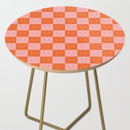 Plaid of Emotions pattern orange Side Table