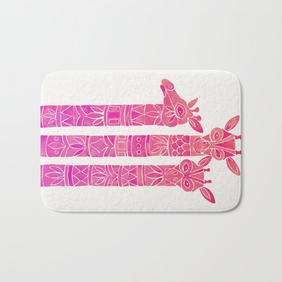 Giraffes – Pink Ombré Bath Mat