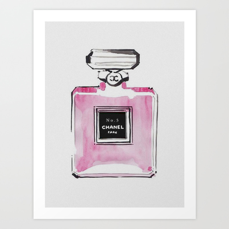 Vintage Pink Perfume Drawing Art Print By Brea Sommers Society6