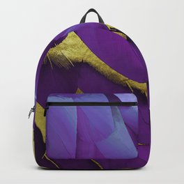 Heart of Gold Blue Violet feathers Backpack