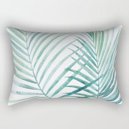 Twin Palm Fronds - Teal Rectangular Pillow