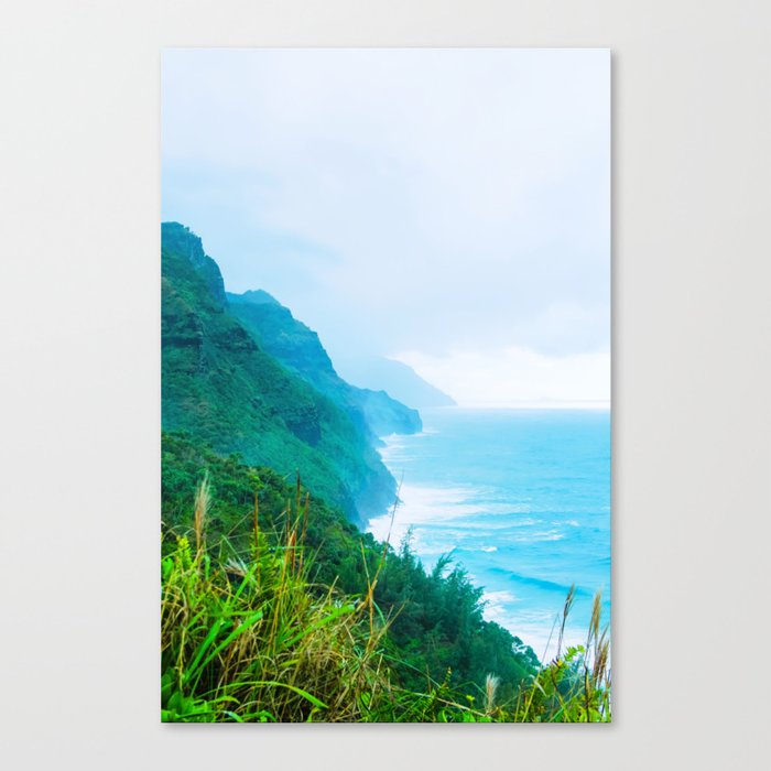 green mountain and ocean view at Kauai, Hawaii, USA Canvas Print