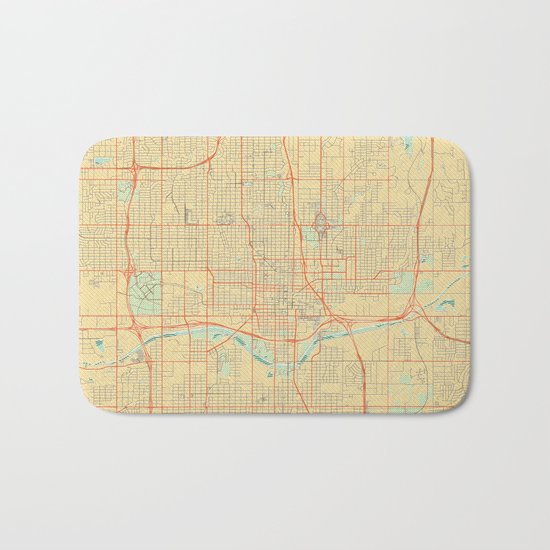 Oklahoma City Map Retro Bath Mat