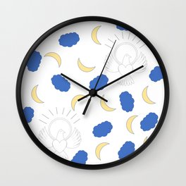 Dove With Halo Clouds and Moons Wall Clock