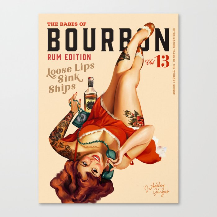 "The Babes Of Bourbon V. 13 - Rum Edition" Vintage Pin Up Girl Art Canvas Print