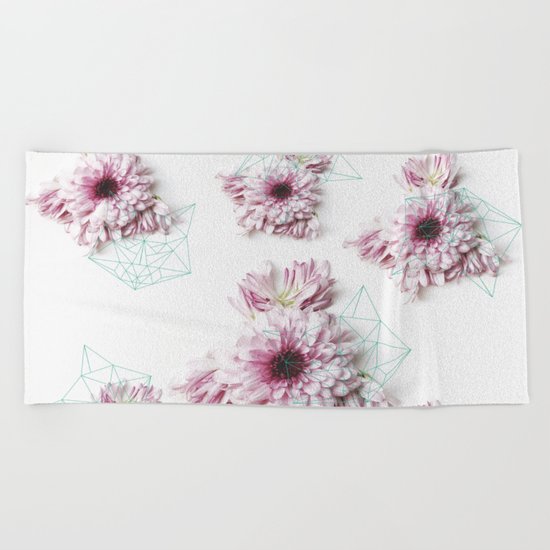 Geometry pastel flowers Beach Towel