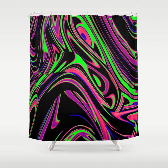 Pink and Green Blackout Drip Shower Curtain