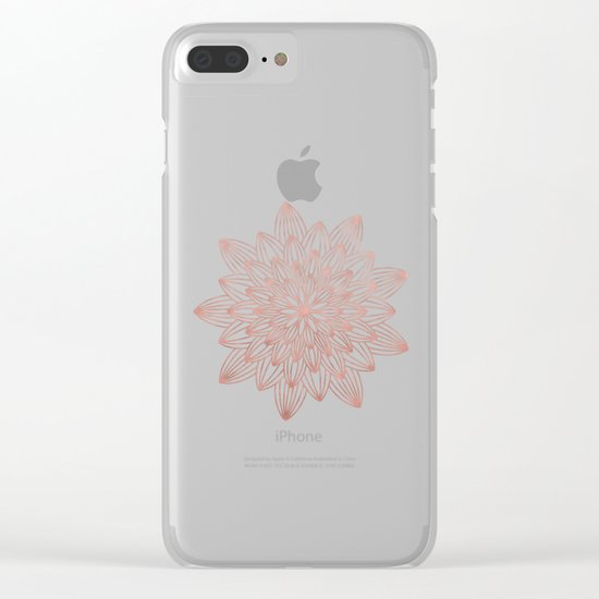 Mandala Blossom Rose Gold on Cream Clear iPhone Case