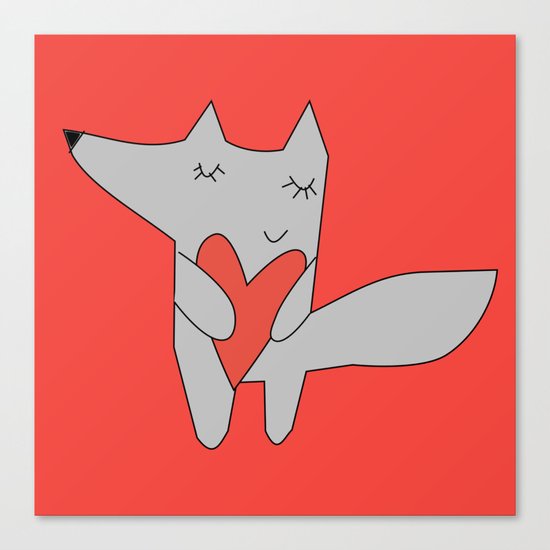Fox in love red Canvas Print