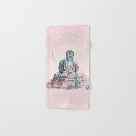 Peace and Harmony watercolor buddha pastel illustration Hand & Bath Towel