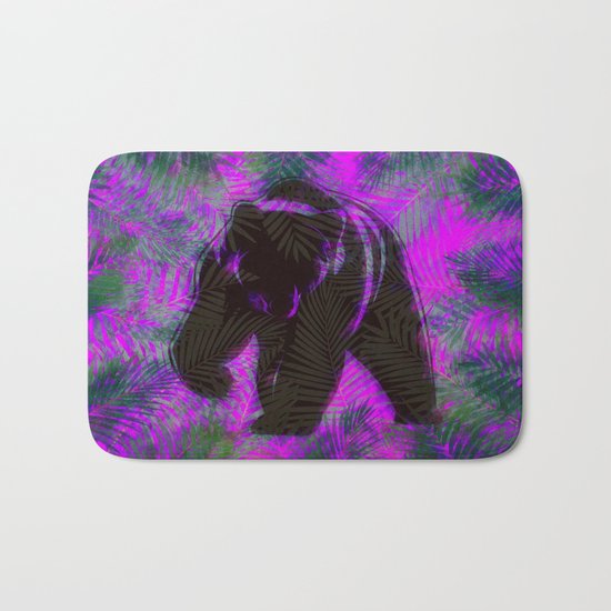 Bear with palm leaves Bath Mat