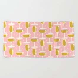 The Glasses Full of Champagne \\ Pink Background Beach Towel