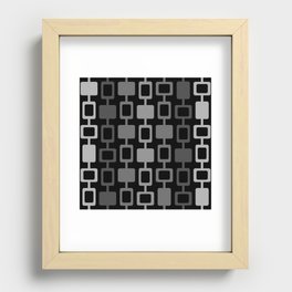 Mid Century Modern Square Columns Black Gray Recessed Framed Print