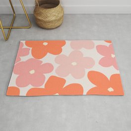 Groovy Daisy Flowers in Pastel Pink and Orange Hues Area & Throw Rug