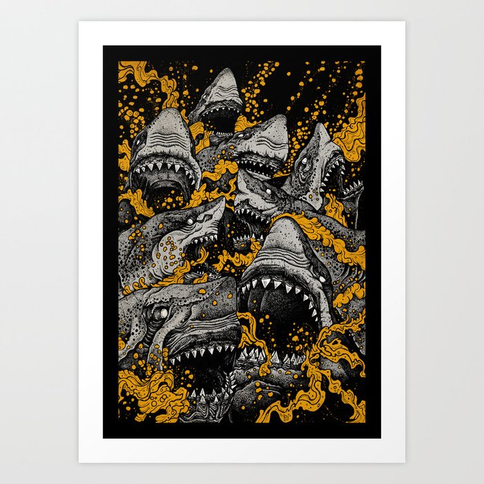 Sharks (Color version) Art Print