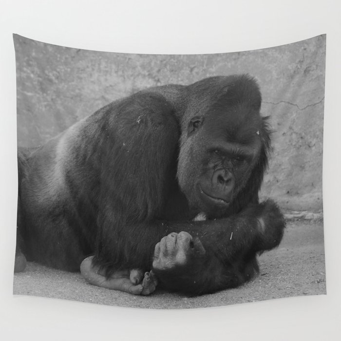 Black and white Gorilla Wall Tapestry