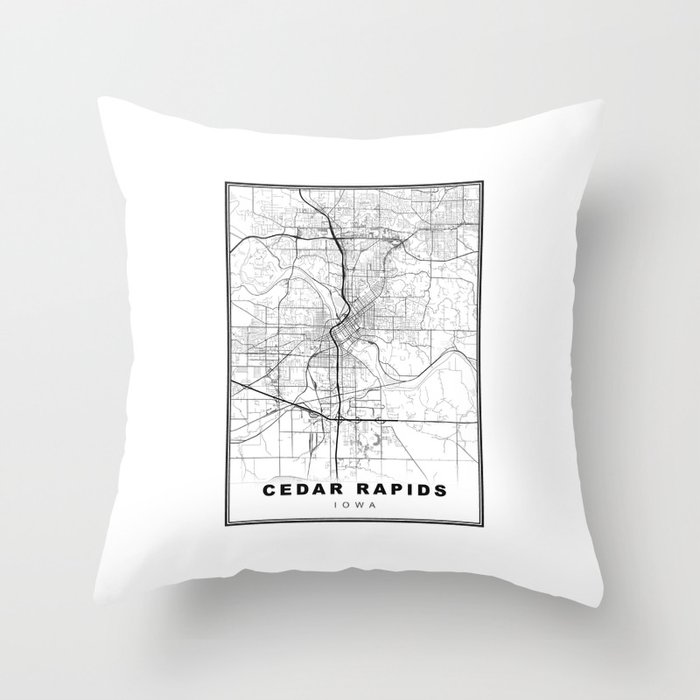 Cedar Rapids Map Throw Pillow