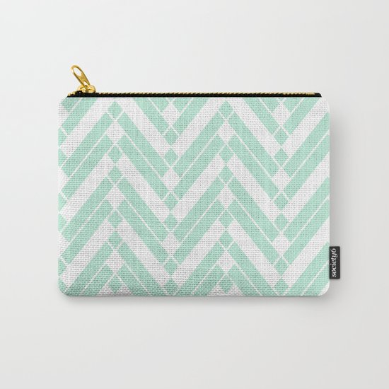 Chevron Herringbone ZigZag pattern - light mint green #Society6 Carry-All Pouch