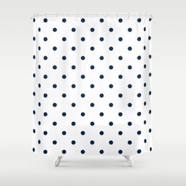 Navy Blue & White Polka Dots Shower Curtain