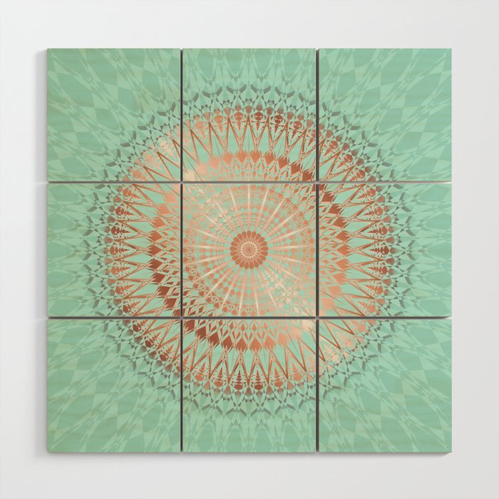 Rose Gold Mint Mandala Wood Wall Art By Ninabaydur