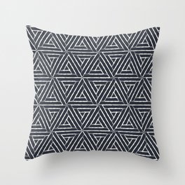 Cream & Dark Blue Aztec Tribal Triangle Pattern Pairs To 2020 Color of the Year Classic Navy Blue Throw Pillow