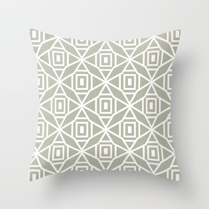 Earthy Green and White Shape Tile Pattern Pairs 2022 Color of the Year October Mist 1495 Throw Pillow