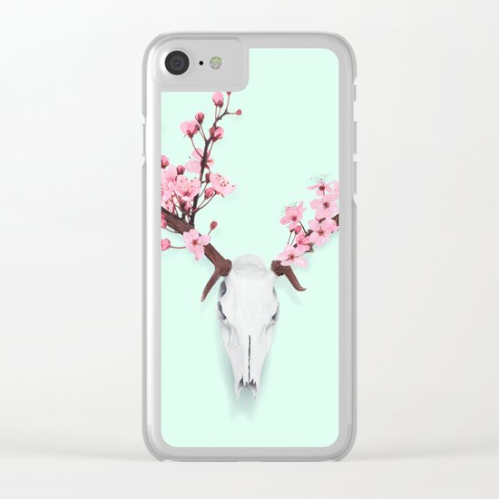CHERRY BLOSSOM SKULL Clear iPhone Case
