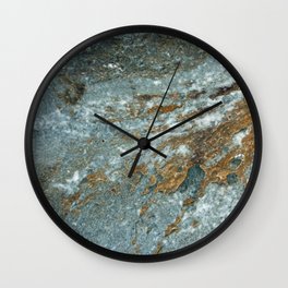 Earthy Blue and Gold Rock Wall Clock