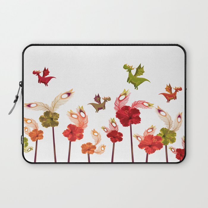 Imaginary Vintage Feather Flower Dragons Laptop Sleeve