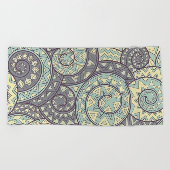 nagual. tribal seamless pattern Beach Towel