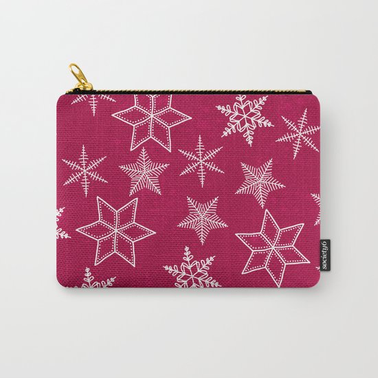 Snowflakes on red background Carry-All Pouch