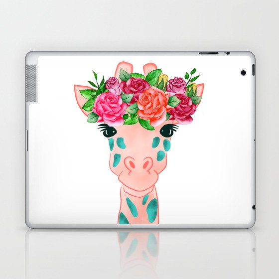 Giraffe with floral crown. Laptop & iPad Skin