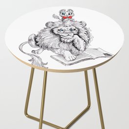 Literary Lion and Cub Side Table