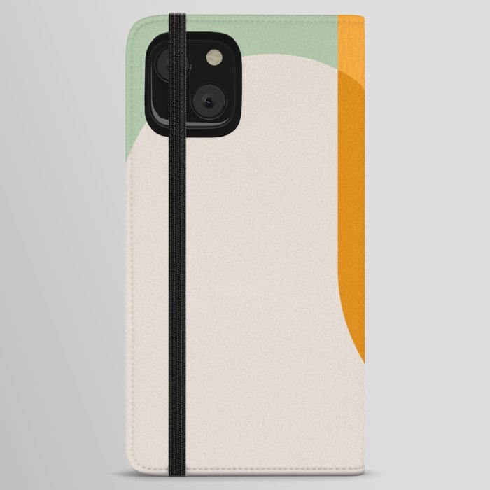 Bright Yellow on Sage Arches Midcentury Composition iPhone Wallet Case