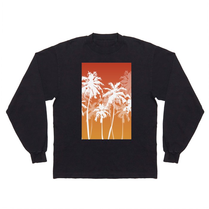 Summer Vibes Retro Minimalistic Vintage Palm Tree Design  Long Sleeve T Shirt